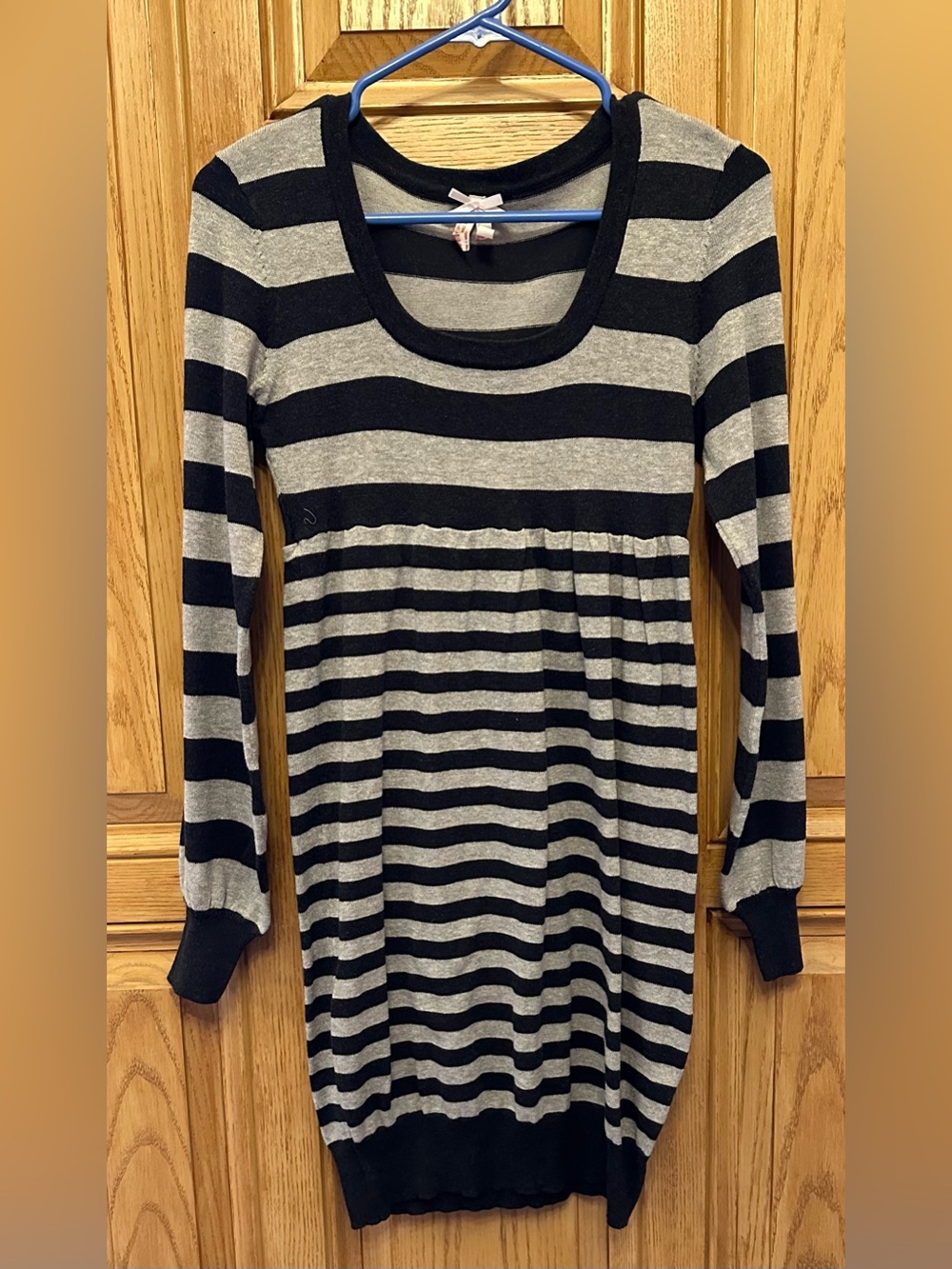 Derek Heart Black and Gray Striped Long Sleeve Sweater Dress